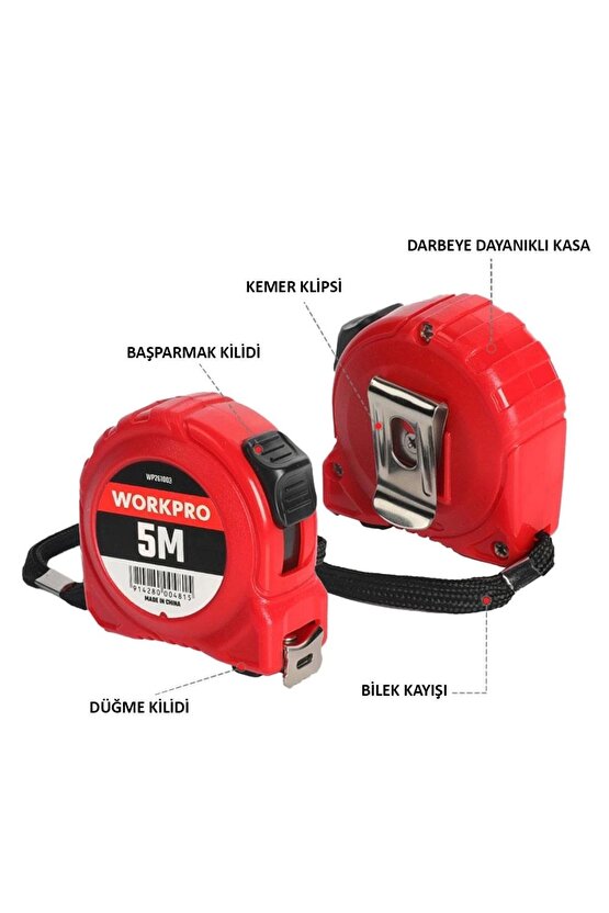 Workpro Wp261003 5mx19mm Beyaz Çelik Şerit Metre