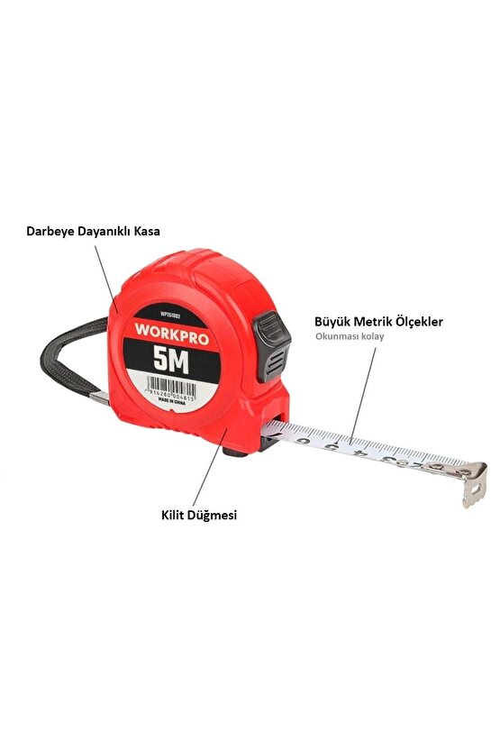 Workpro Wp261003 5mx19mm Beyaz Çelik Şerit Metre