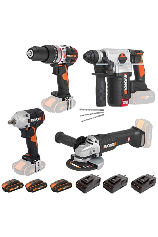 Wxks5 Wx354.9 Wx272.9 Wx380.9 Wx812.9 Wa3601 20v2ah Pro Kombo Set