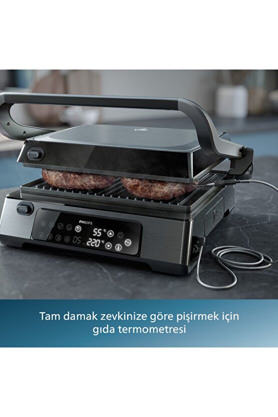 7000 Serisi Izgara ve Tost Makinesi, Hassas Dijital Kontrol, Izgara için Tam Açılır, HD630770