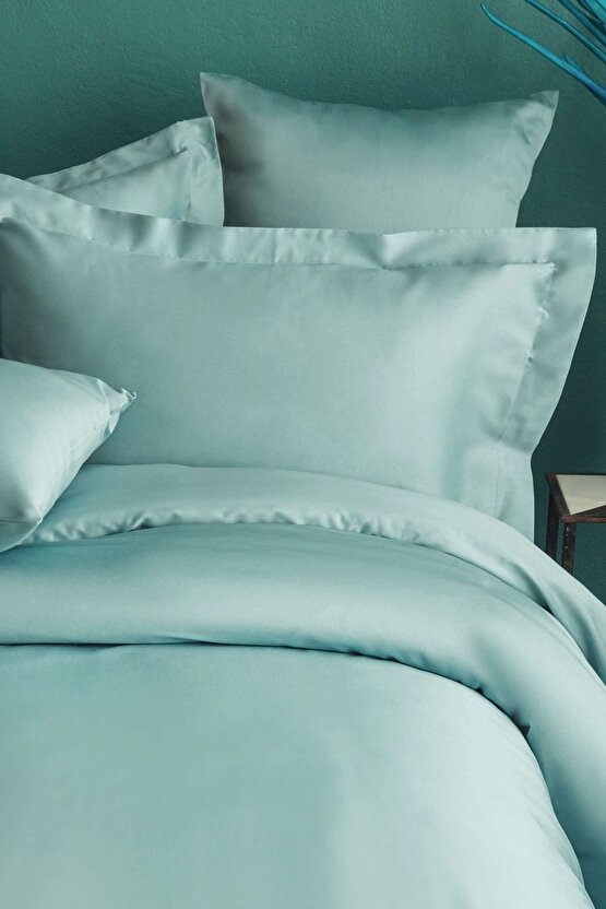 Simply Mint Blue Pamuk Saten Nevresim Takımı Tek Kişilik