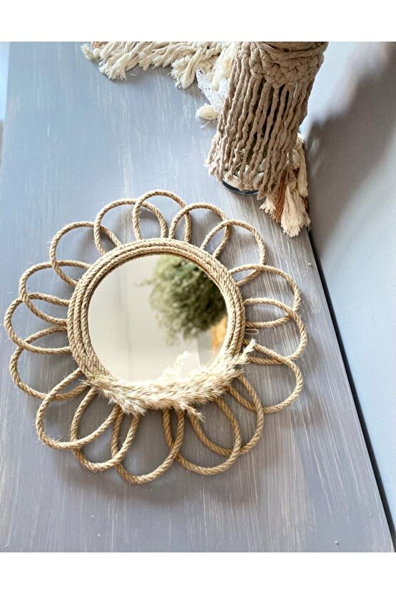 Wall Decoration Art Hasır Ayna Duvar Dekorasyon Ürünü Tekli