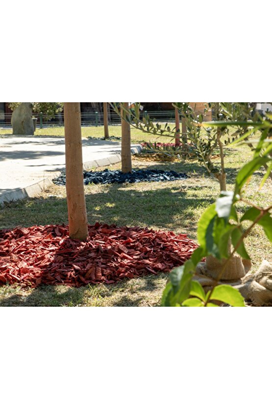 Kırmızı Renkli Malç 40 Litre 2-5 Cm Renkli Ağaç Kabuğu Renkli Ağaç Yongası Bahçe Dekor Peyzaj Mulch