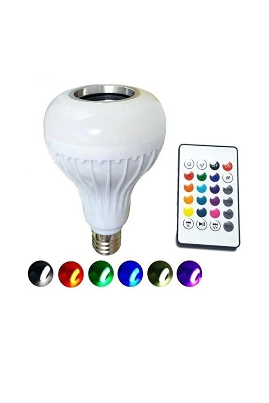 Bluetooth Music Bulb Akıllı Hoparlör Led Işıklı Uzaktan Kumandalı Müzikli Lamba 7 Renk Işıklı