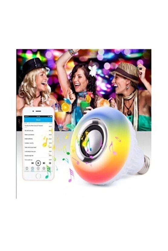 Bluetooth Music Bulb Akıllı Hoparlör Led Işıklı Uzaktan Kumandalı Müzikli Lamba 7 Renk Işıklı