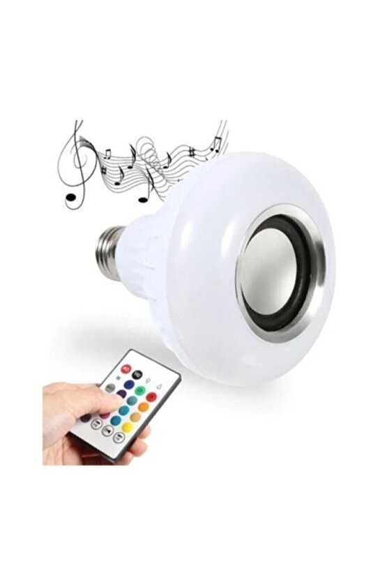 Bluetooth Music Bulb Akıllı Hoparlör Led Işıklı Uzaktan Kumandalı Müzikli Lamba 7 Renk Işıklı