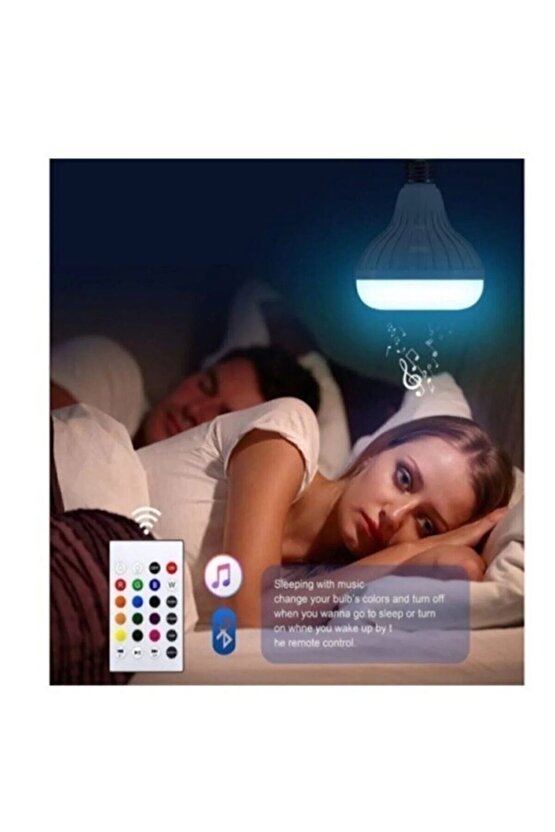 Bluetooth Music Bulb Akıllı Hoparlör Led Işıklı Uzaktan Kumandalı Müzikli Lamba 7 Renk Işıklı