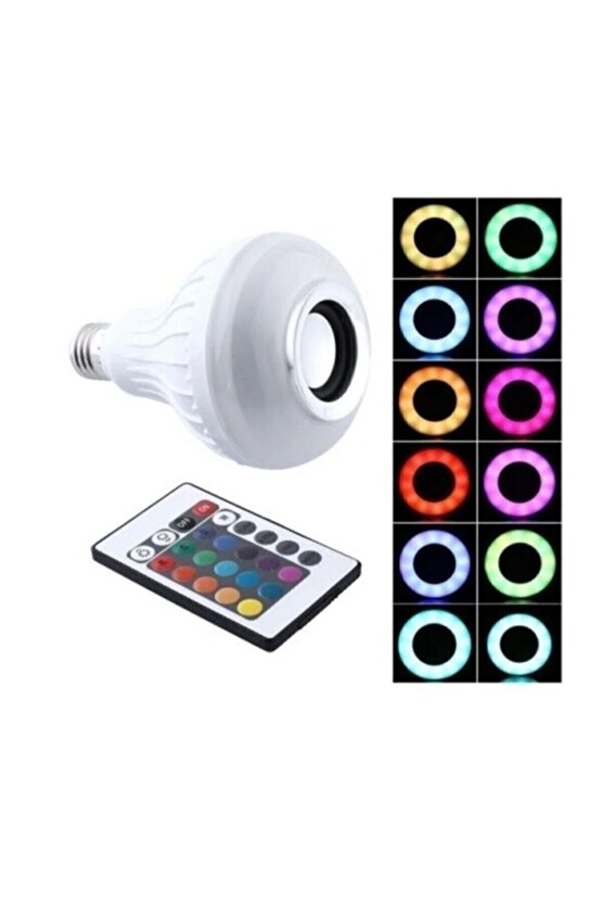 Bluetooth Music Bulb Akıllı Hoparlör Led Işıklı Uzaktan Kumandalı Müzikli Lamba 7 Renk Işıklı