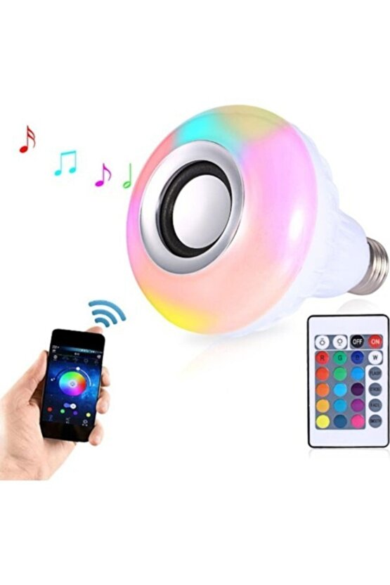 Kumandalı Rgb Renkli Hoparlörlü Led Ampul Bluetooth