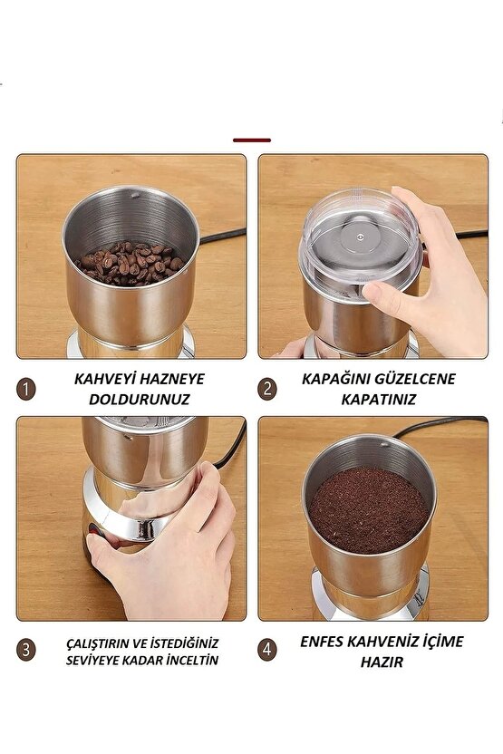Elektrikli Kahve Ve Baharat Öğütücü Çelik Öğütücü Değirmen Ev Tipi