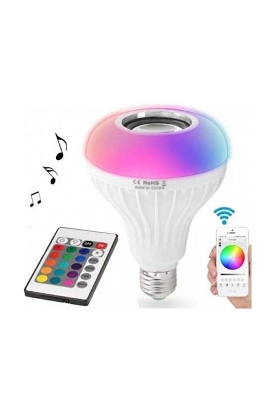 Uzaktan Kumandalı Gece Lambası Bluetooth Hoparlör Rgb Ampul Speaker Rgb Speaker Ampul
