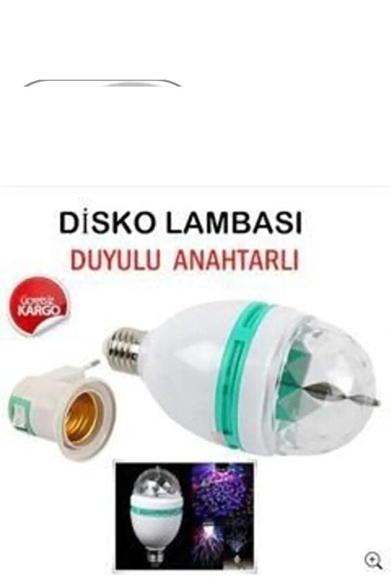 Renkli Disko Ampulü Lambası E27 Duy Dahil Led Ampul Dönen Disco Topu Lambası