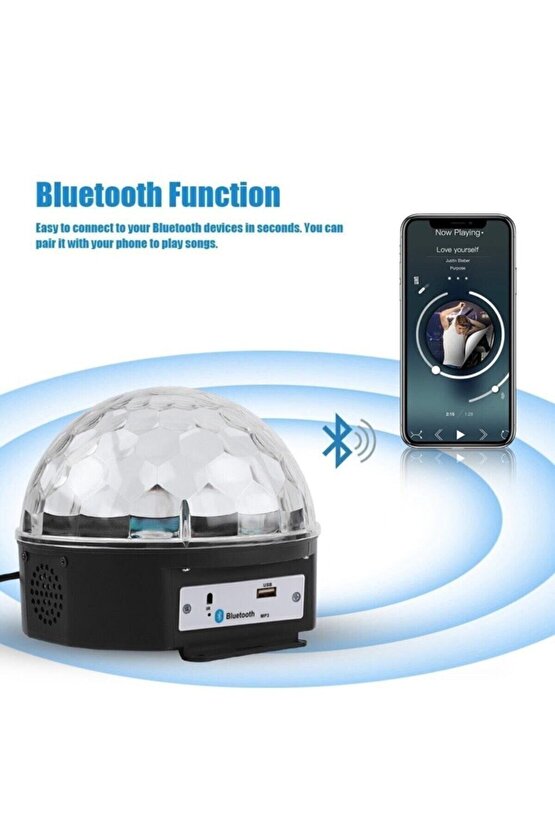 Led Magıc Cristal Sihirli Küre Bluetoothlu Kumandalı Usb Girişli Parti Ve Disko Topu