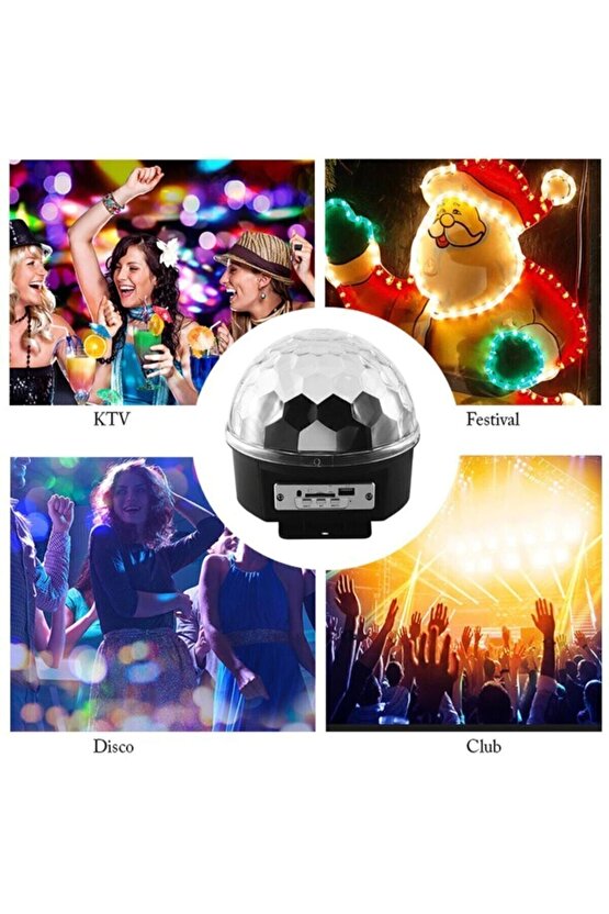 Led Magıc Cristal Sihirli Küre Bluetoothlu Kumandalı Usb Girişli Parti Ve Disko Topu