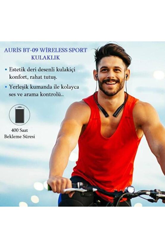 Auris Bt09 Wireless - Bluetootlu Sport Deri Desenli Kulakiçi Kablosuz Kulaklık