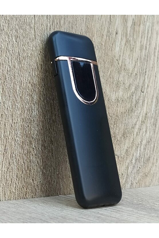 Çift Taraflı Elektrikli Slim Lüks Usb Şarjlı Siyah Çakmak Parmak Izli