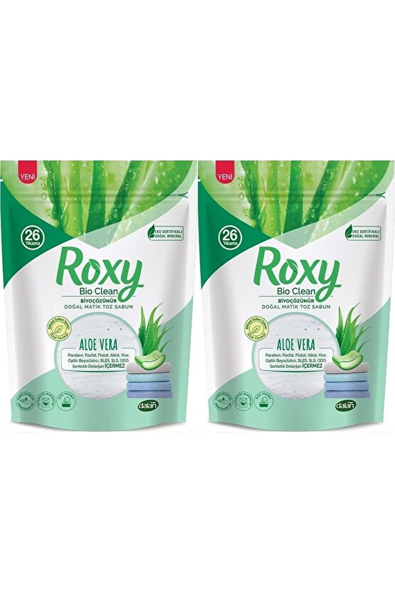 Roxy Bio Clean Matik Sabun Tozu 800gr Aloe Vera (2 Lİ SET) (52 YIKAMA)
