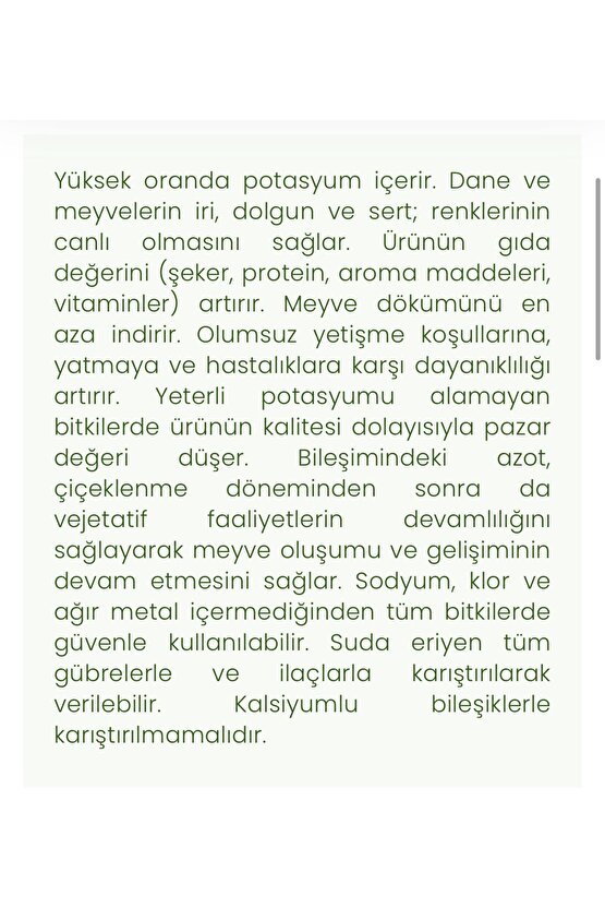 Potasyum Nitrat Toz Gübre 25 Kg Yeni Ambalaj