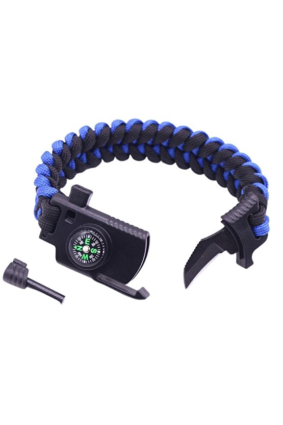 Paracord Survival Bileklik Bıçak Pusula Ateş Başlatıcı Magnezyum Ve Ikaz Düdüğü