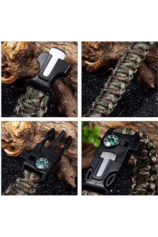 Survival kamp bilekliği, outdoor bileklik, tactical askeri hayatta kalma bilekliği.