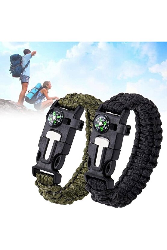 Acil Durum Taktiksel Paracord Hayatta Kalma Bilekliği Survival Çok Amaçlı Bileklik