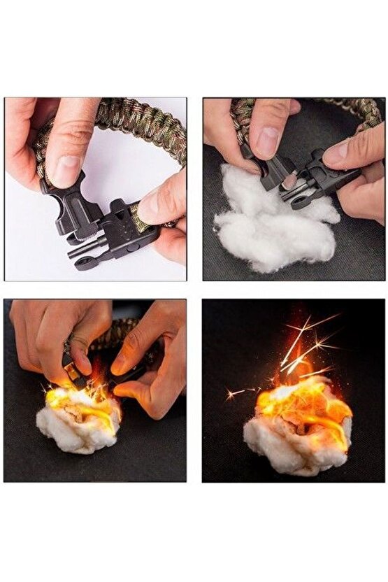 Acil Durum Taktiksel Paracord Hayatta Kalma Bilekliği Survival Çok Amaçlı Bileklik