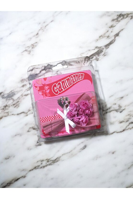 Hot Flowers Canım Annem Temalı Pembe Çiçek Buketi Özel Tasarım Koleksiyonluk Aksesuar