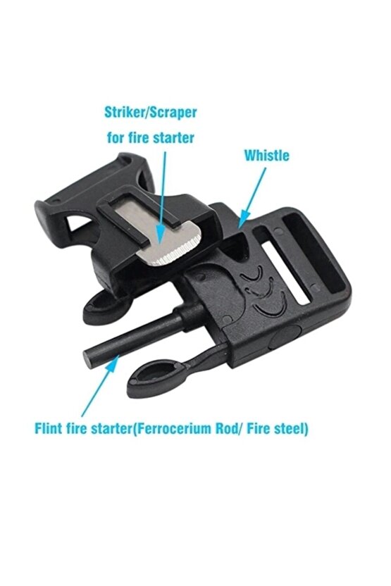 Ateş Başlatıcılı Outdoor Paracord Bileklik Asker Yeşili  Pusulalı