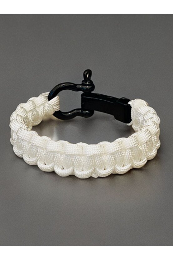 2 Metre - Beyaz  Makrome Örgü Paracord Bileklik
