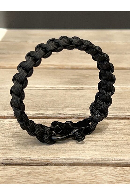 2 Metre - Siyah Makrome Örgü Paracord Bileklik