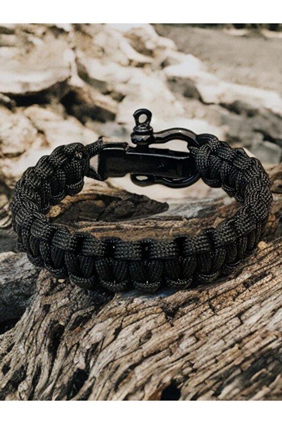 2 Metre - Siyah Makrome Örgü Paracord Bileklik