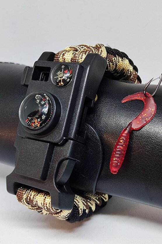 Siyah Gaddar Bileklik - Oltalı Magnezyum Çubuğu Paracord Survival Bileklik Outdoor Kamp Bilekliği