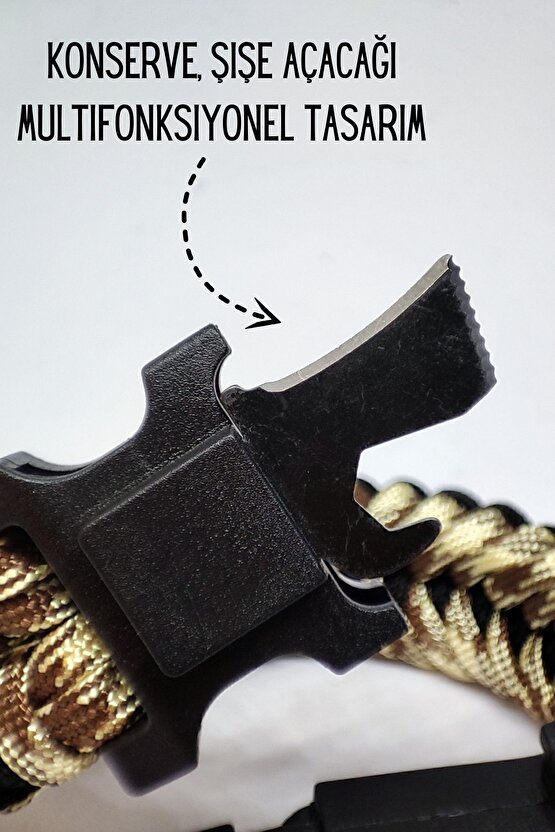 Siyah Gaddar Bileklik - Oltalı Magnezyum Çubuğu Paracord Survival Bileklik Outdoor Kamp Bilekliği