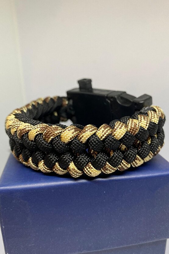 Siyah Gaddar Bileklik - Oltalı Magnezyum Çubuğu Paracord Survival Bileklik Outdoor Kamp Bilekliği