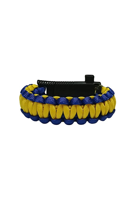 Paracord Sarı Lacivert Taraftar Unisex Bileklik Bıçak Pusula Magnezyum Çubuğu