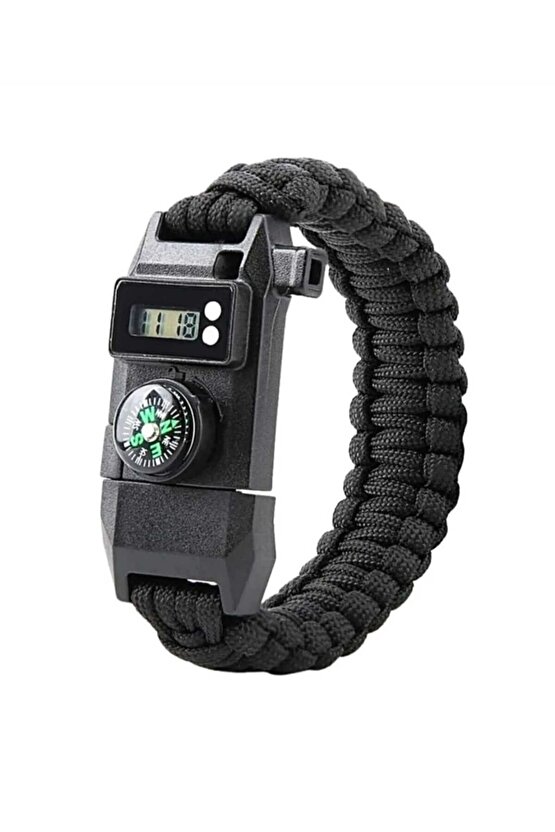Paracord Dijital Saat Düdük Hayatta Kalma Kamp Bilekliği