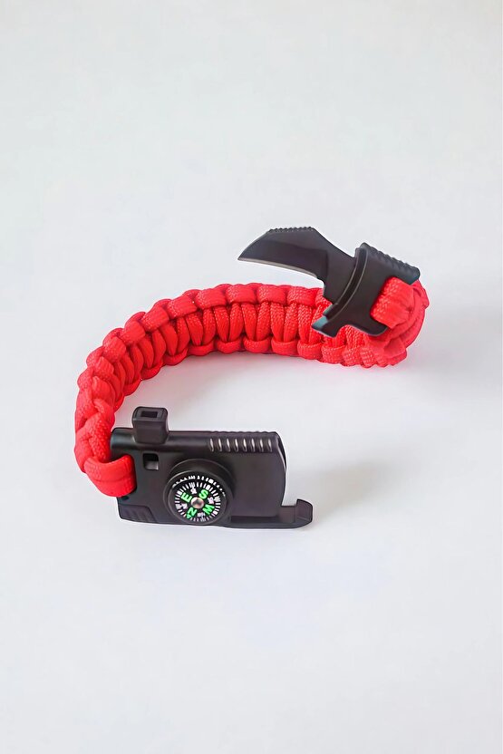 Paracord Bileklik Bıçak Pusula Magnezyum Çubuğu İkaz Düdüğü