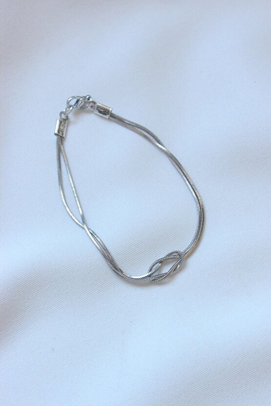 Silver Renk Unisex Çift Düğüm Bileklik