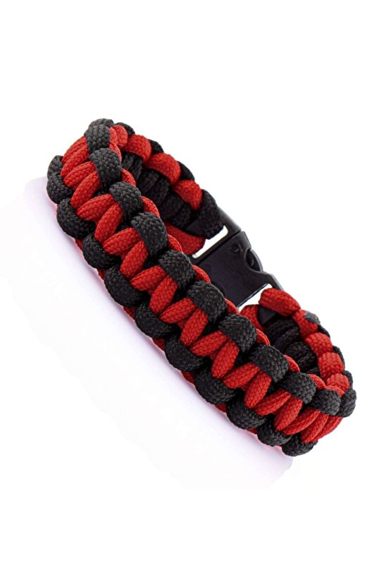 Kırmızı Ve Siyah Renkli Paracord Bileklik