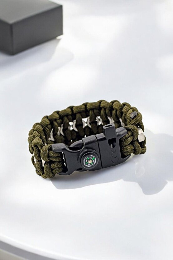 Haki Renk Paracord Kampçı Bileklik