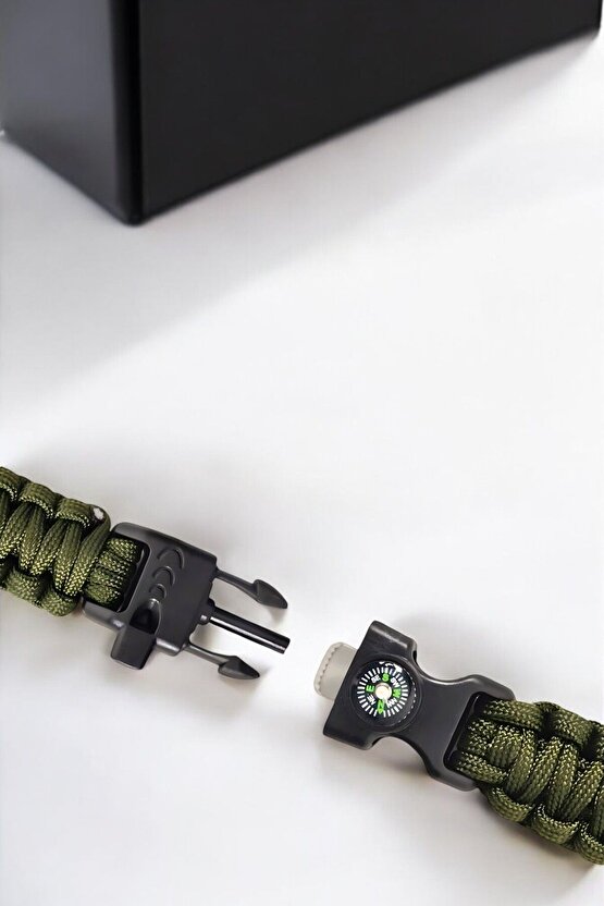 Ateş Başlatıcılı Outdoor Bileklik 5i 1 Arada Haki Kampçı Bileklik