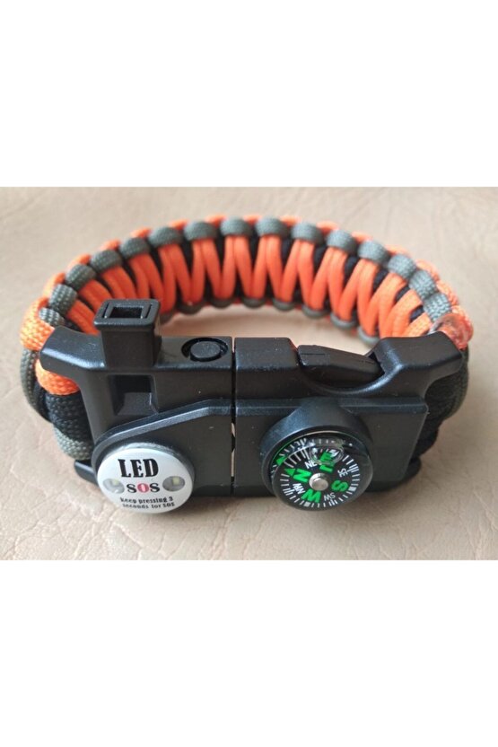 Paracord Survival Sos Led Işıklı Ateş Başlatıcılı 19 In 1 Bileklik