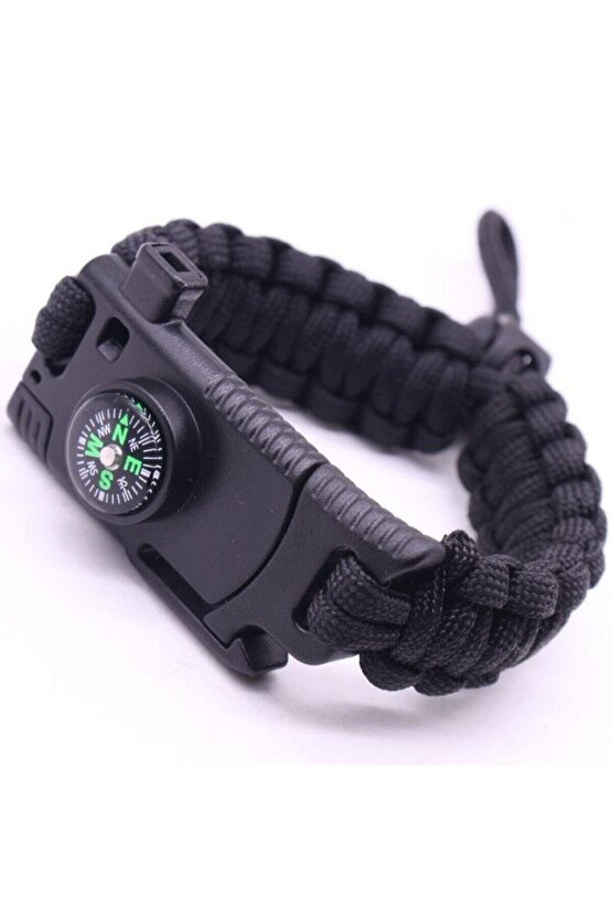 Paracord Survival Bileklik Bıçak Pusula Ateş Başlatıcı Magnezyum Ve Ikaz Düdüğü Çek 15=kamp Bıçaklı