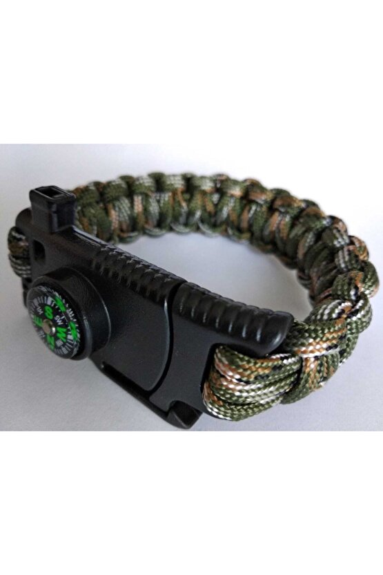 Cobra Survıval Bıçaklı Ateş Başlatıcı Pusulalı Outdoor Hayatta Kalma Bilekliği