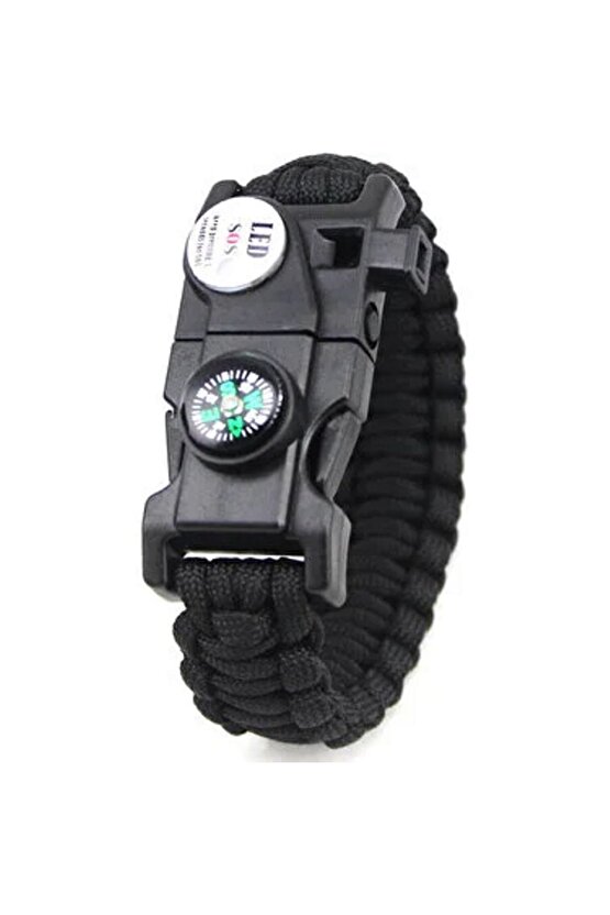 Gaddar Plus taktikal SİYAH  bileklik magnezyum çubuklu düdüklü ledli unisex hediyelik 19 işlev