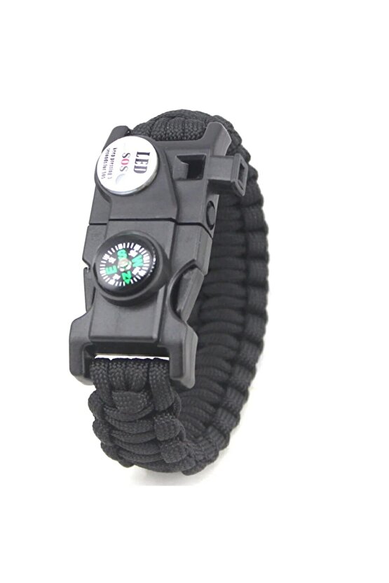 Gaddar Plus taktikal SİYAH  bileklik magnezyum çubuklu düdüklü ledli unisex hediyelik 19 işlev