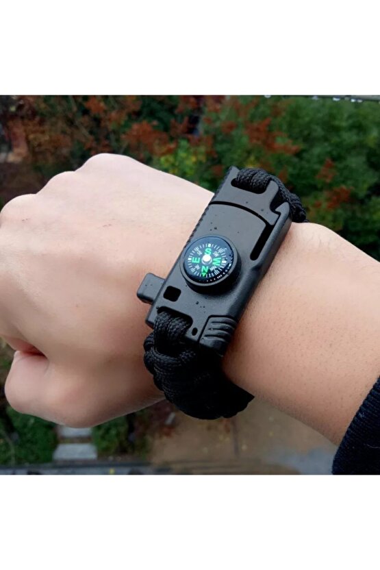 Avcı Paracord Bilekliik Pusula Ateş Başlangıcı