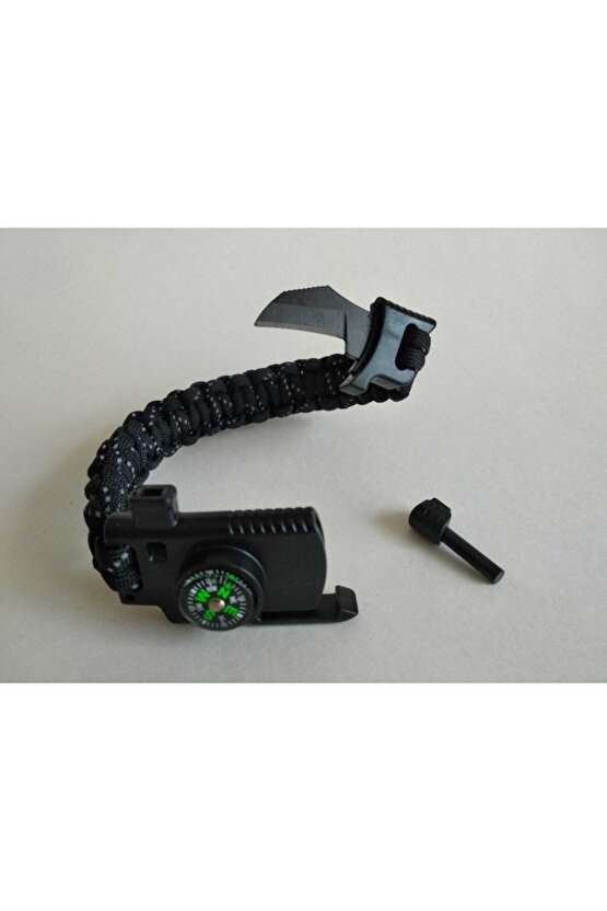 Paracord Cobra Model Pusulalı Ateş Başlatıcılı Survival Bileklik Reflektörlü Ip