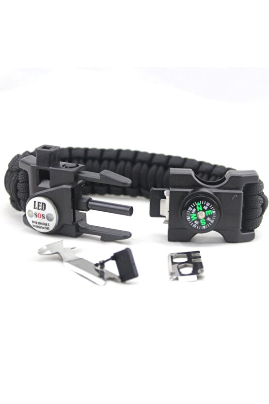 Paracord Survival 19 in 1 LED Işıklı Bileklik 