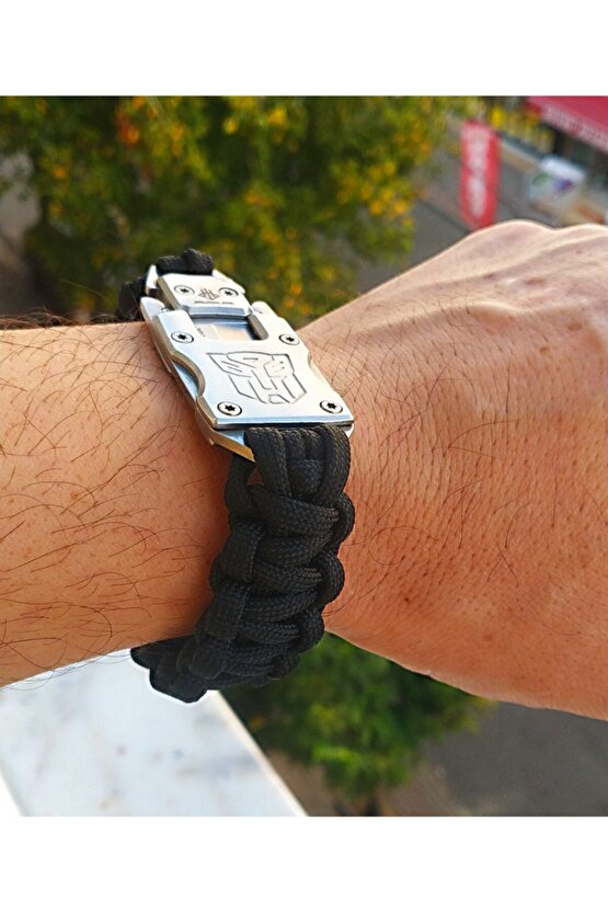 Avcı Paracord Bilekliik Paslanmaz Gizli Çelik Çakılı Orjinal Çok Kalite Sağlam